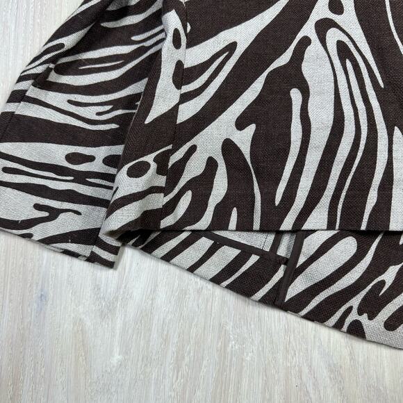 Michael Kors Brown Zebra Animal Print Linen Tailored Short Blazer Jacket 8 Chic - Picture 9 of 15